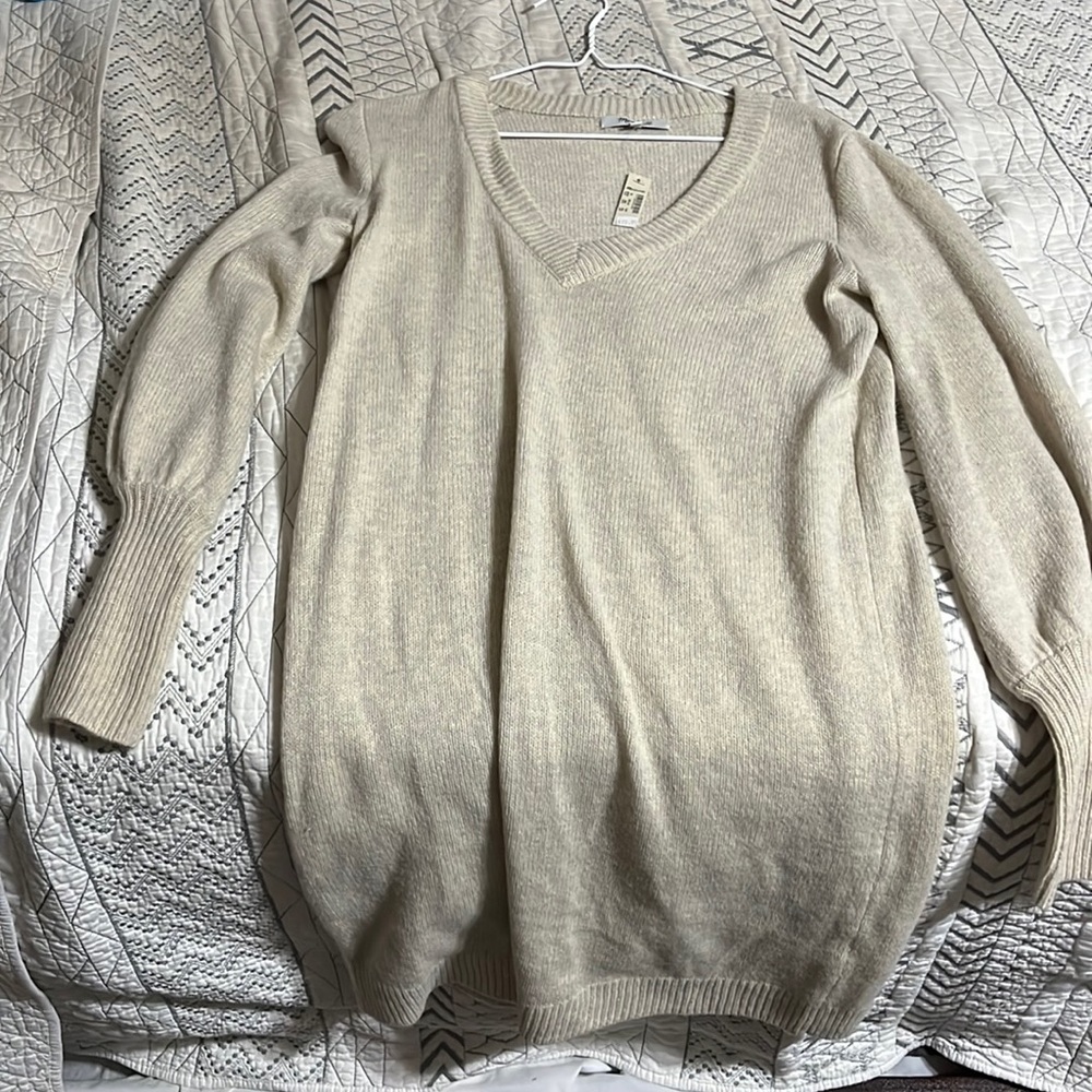 Long cream sweater dress